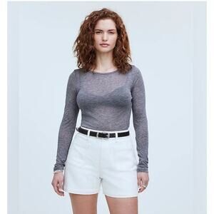 Madewell The High Rise Sailor Shorts White Denim Stretch 29